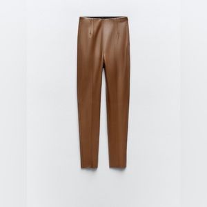 NWT ZARA FAUX LEATHER HIGH-WAISTED LEGGINGS SIZE XS